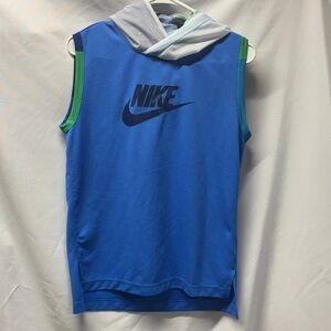 Nike Kids Blue and White Sleeveless Hoodie